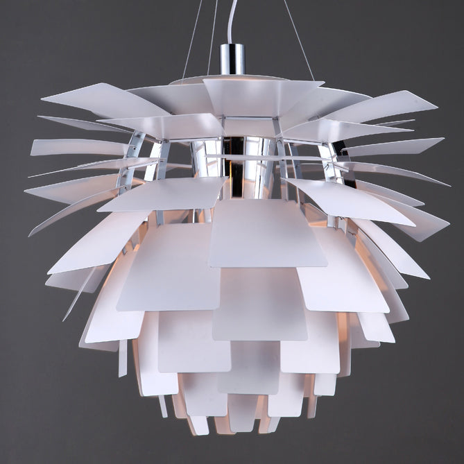 Sculptural Metal Shade Hanging Fixture 20 in Adjustable Height Overhead Lighting for Dining Room Kitchen Island Entryway Warm Glow Installat