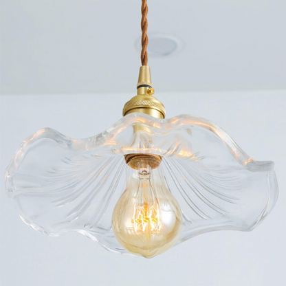 Floral Glass Hanging Fixture with Integrated LED for Dining Rooms & Bedrooms | Overhead Ambient Illumination | Modern Botanical Silhouette C