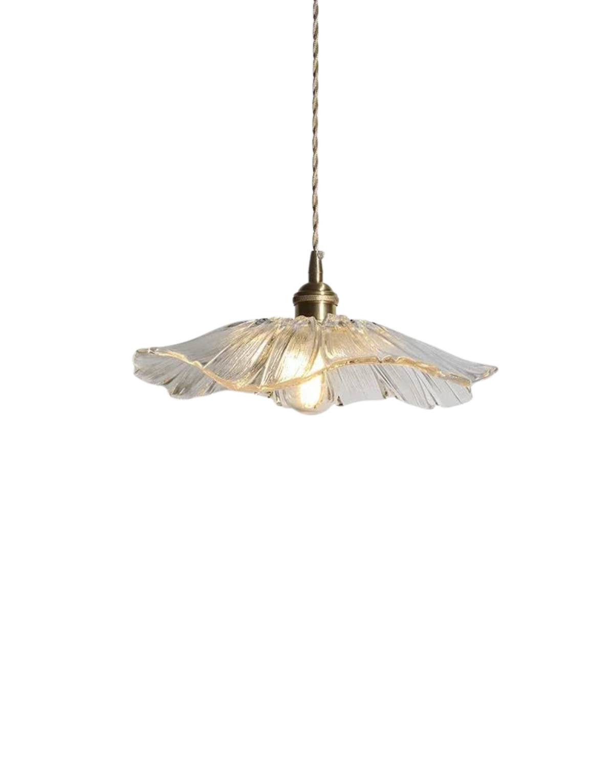 Glass Pendant Light with Brass Socket and Organic Petal Shape for Dining Room and Living Space