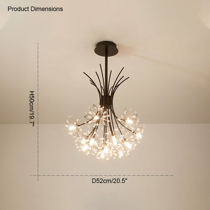 Lámpara de techo de cristal de brazos múltiples, 13 bombillas, 20.5 pulgadas de diámetro, cristal brillante para comedor, sala de estar, vestíbulo, dormitorio, moderna y ajustable