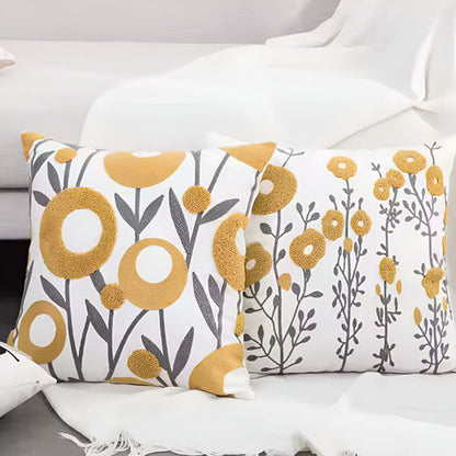 Funda de cojín Fleur - Microfibra bordada, diseño floral elegante