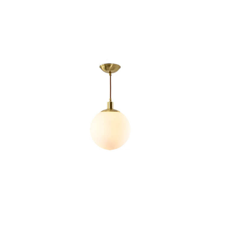 Adjustable Ceiling Pendant with Glass Shade for Entryway, Den, or Sleeping Space - Modern Suspended Fixture in White or Gold - 10 Inch Globe