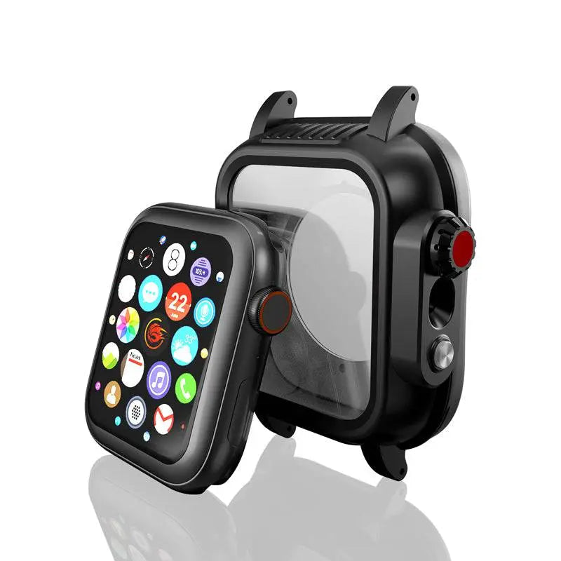 Protective Sport Band & Case Kit for Apple Watch 44mm & 42mm – Silicone Wristband with Snap-On Screen Bumper for Series 6/5/4/SE & Series