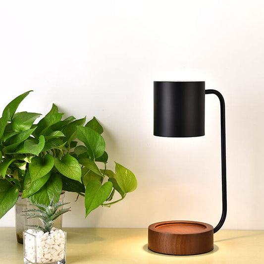 Lámpara de escritorio de madera y metal con casquillo GU10 para mesita de noche, lectura, estudio, oficina, iluminación de tareas y luz de acento, 6.7"