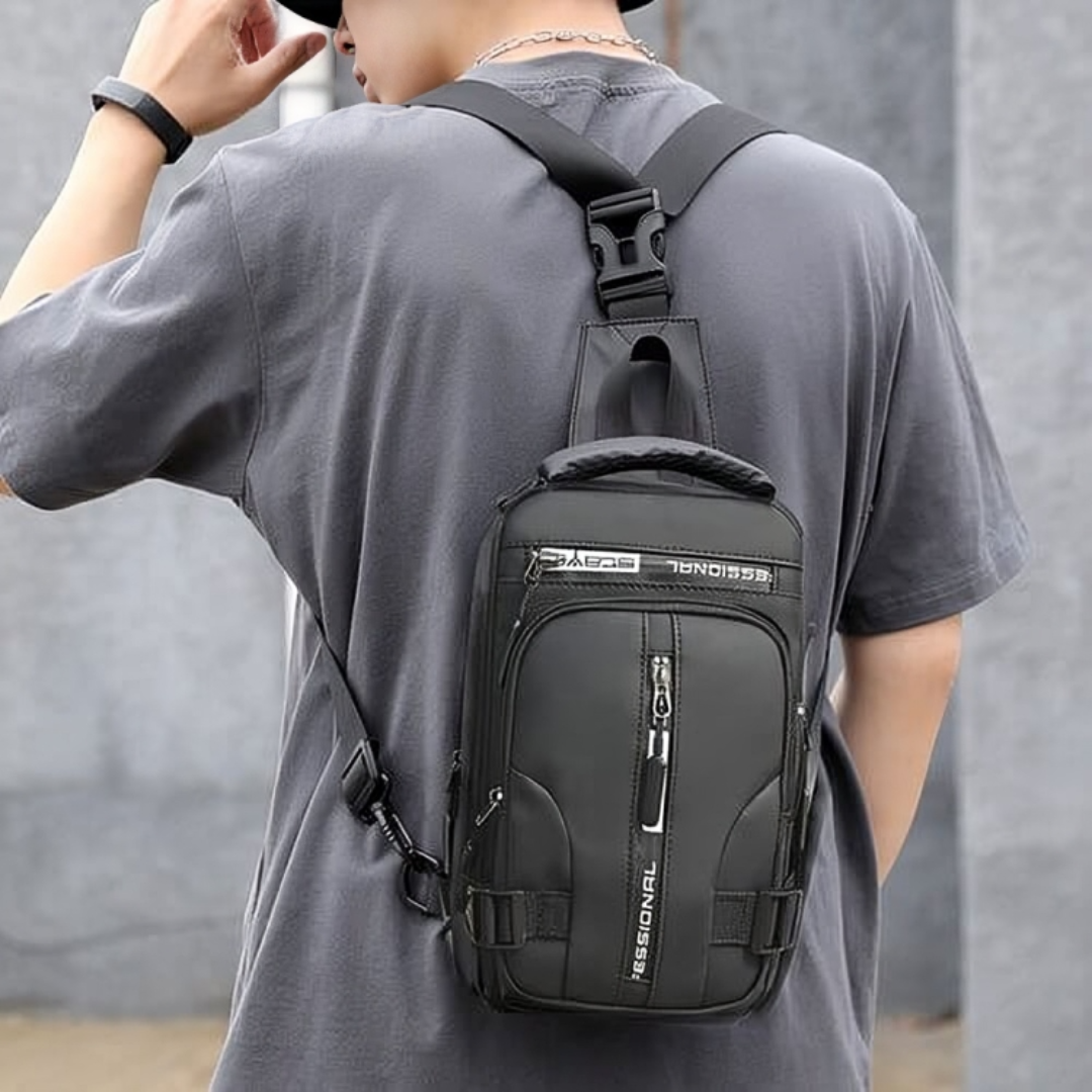 Bolso bandolera con cremalleras ocultas antirrobo y puerto de carga USB – Mochila de nailon resistente al agua para viajes, desplazamientos y uso diario