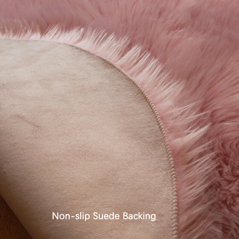 Plush Faux Fur Area Runner 24 × 47 Inches Beige Anti-Slip Backing Hallway Bedroom Entryway Ultra Soft Sheepskin Style Floor Mat for Living R