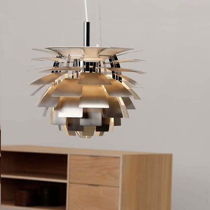 Layered Metal Fixture 19 in Wide Warm White E27 Socket Adjustable Height Kitchen Island Dining Room Cord Suspended Overhead Lighting Texture