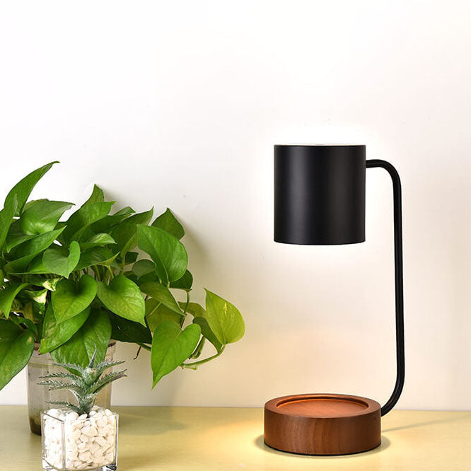 Modern Wood & Metal Desk Lamp with Adjustable Brightness for Bedroom & Home Office