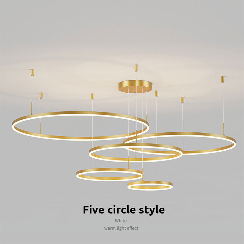 Tiered Ring Pendant Light Modern Metal Circular Chandelier for Dining Room Living Room Bedroom Kitchen Island Adjustable Height LED