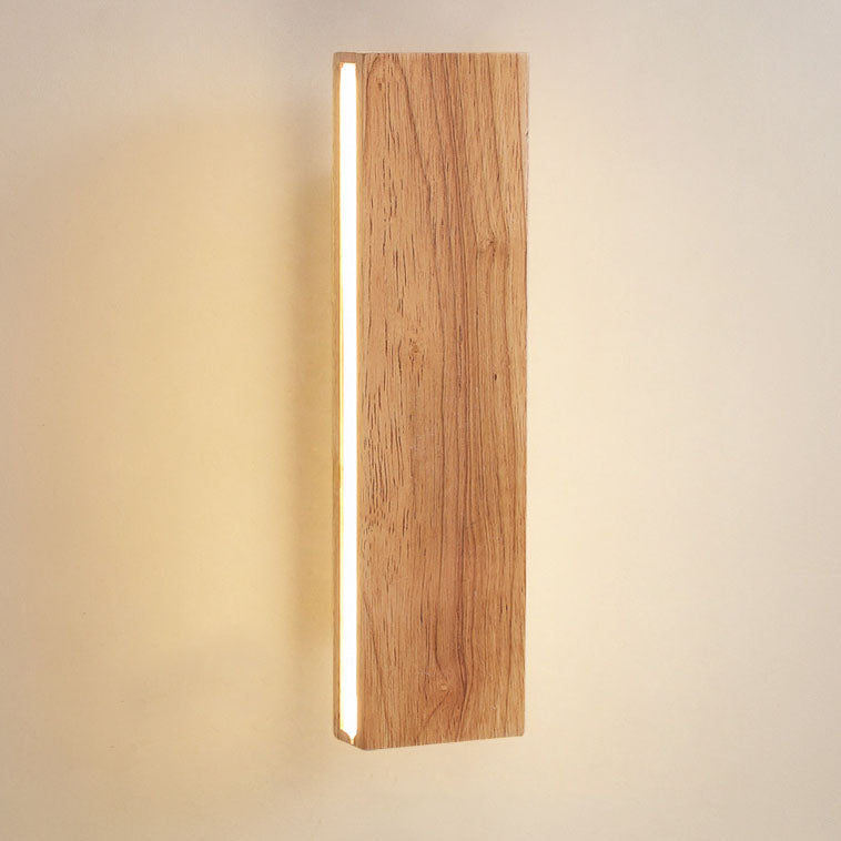 Hardwired LED Wall Sconce with Rotating Wood Frame and Acrylic Diffuser for Hallway, Bedroom, Living Room