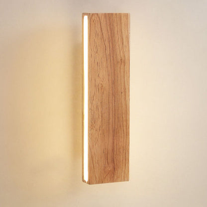 Hardwired LED Wall Sconce with Rotating Wood Frame and Acrylic Diffuser for Hallway, Bedroom, Living Room