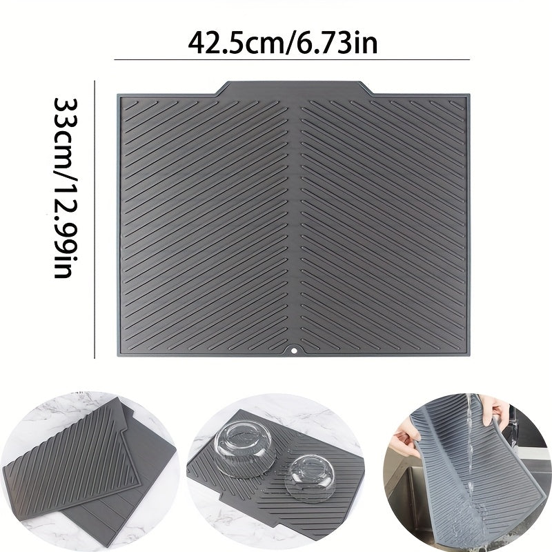 Silicone Drying Mat for Kitchen Counter – Heat Resistant, Non-Slip Dish Drainer Pad for Dishes, Glasses, Cookware | Dishwasher Safe