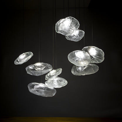 Glass Hanging Lamp Organic Shape Warm Diffused Glow for Kitchen Island Dining Table Sculptural Overhead Fixture Modern Home Lighting