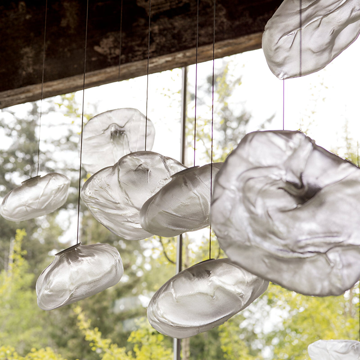 Glass Hanging Lamp Organic Shape Warm Diffused Glow for Kitchen Island Dining Table Sculptural Overhead Fixture Modern Home Lighting