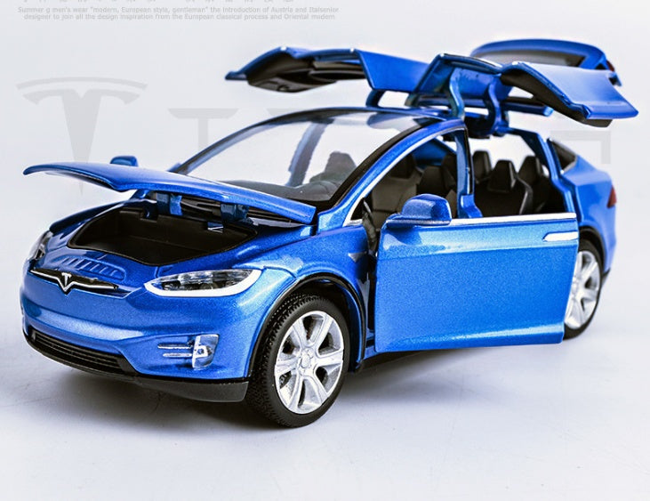 Tesla Model X Pull Back Car Model with Sound and Light Features | 1:32 Scale Toy for 3-6 Year Olds