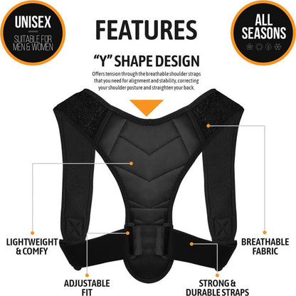 Posture Support Brace for Upper Back and Shoulders – Adjustable Alignment Trainer for Men and Women