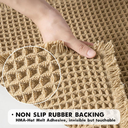 Alfombra de baño de tejido tipo waffle, de secado rápido, antideslizante, color beige, para hogares modernos, felpa cómoda