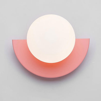 Half-Sphere Glass Wall Sconce with Colored Shade | Iron Mount LED Compatible Hardwired Fixture for Bedroom Living Room Hallway | G9 Base