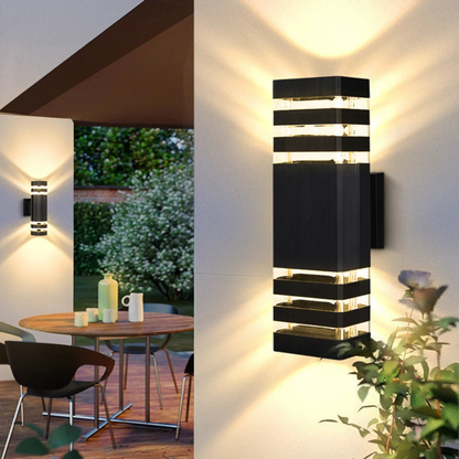 Waterproof Outdoor Sconce Black Bidirectional Light for Entryway Patio Garden Porch E27 Socket IP65 Exterior Fixture for Modern & Traditiona