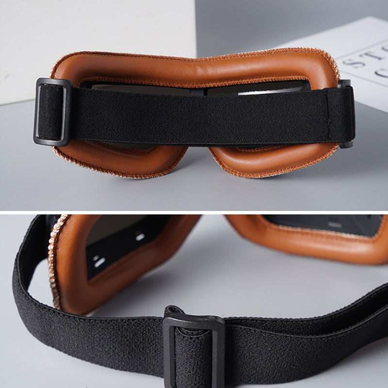 Retro Motorcycle Goggles with Adjustable Strap, UV Protection & Impact-Resistant Polycarbonate Lens for Riding, Cycling & Outdoor Use