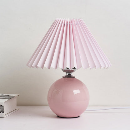 Ceramic Accent Lamp with Fabric Shade 11x9.5 in E26 Socket for Nightstand Desk Study Room Reading Light Modern Home Decor