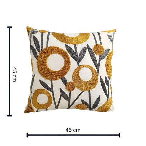 Funda de cojín Fleur - Microfibra bordada, diseño floral elegante