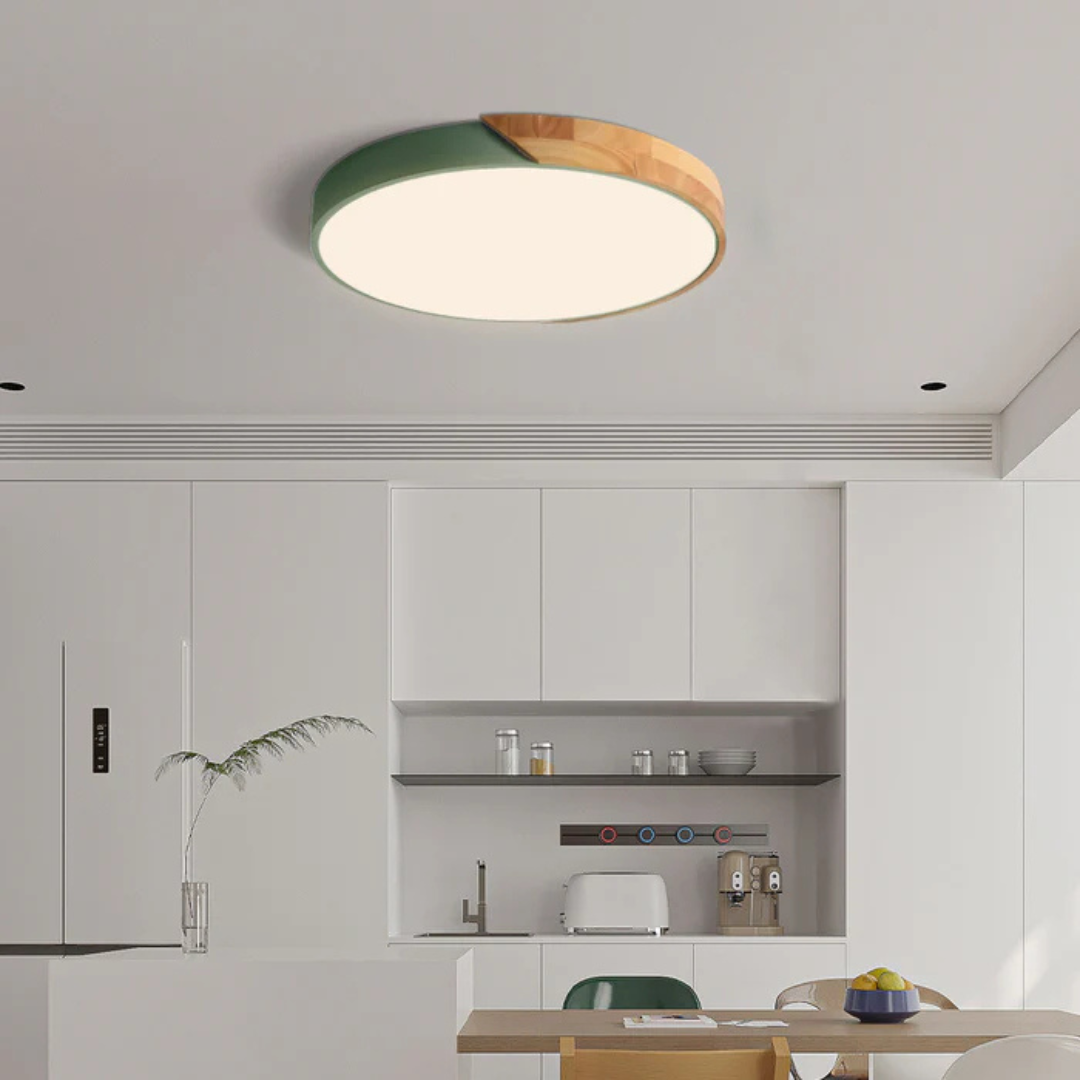 Wooden Flush Mount LED Light Fixture 3000K Soft White for Bedroom Living Room Hallway Minimalist Nordic Style Modern Recessed Low Profile Ac