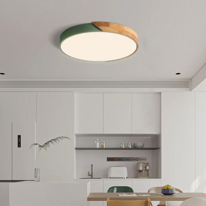 Wooden Flush Mount LED Light Fixture 3000K Soft White for Bedroom Living Room Hallway Minimalist Nordic Style Modern Recessed Low Profile Ac
