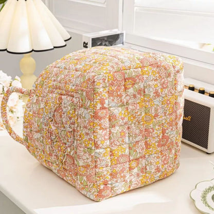 Fabric Storage Bin with Botanical Print – Collapsible Organizer for Closet, Shelf & Dresser – Lightweight Canvas Cube for Shoes, Linens &