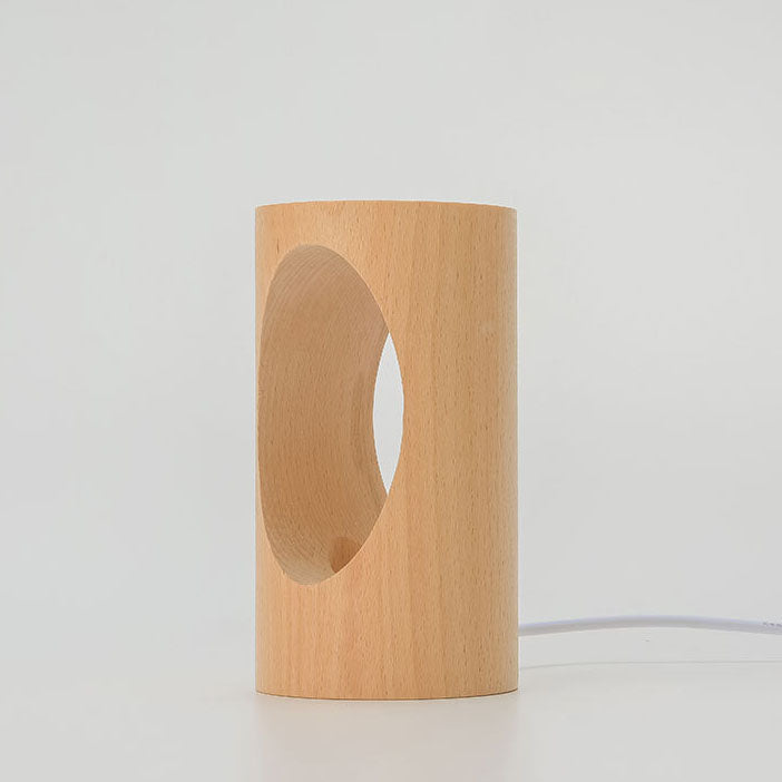 Lámpara de escritorio LED de columna de madera con alimentación USB, luz blanca cálida para dormitorio y oficina, luz decorativa de estilo japonés moderno