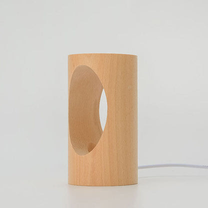 Lámpara de escritorio LED de columna de madera con alimentación USB, luz blanca cálida para dormitorio y oficina, luz decorativa de estilo japonés moderno