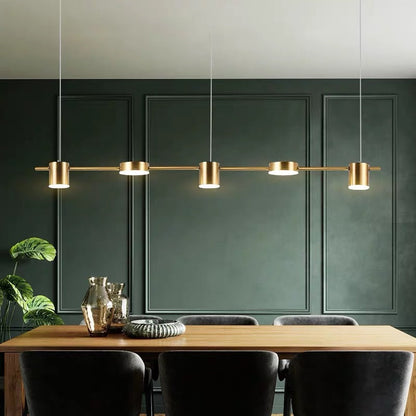Linear Multi-Light Ceiling Fixture with Adjustable Drop – Aluminum Spotlight Bar in Matte & Metallic Two-Tone – LED Task Lighting for Island