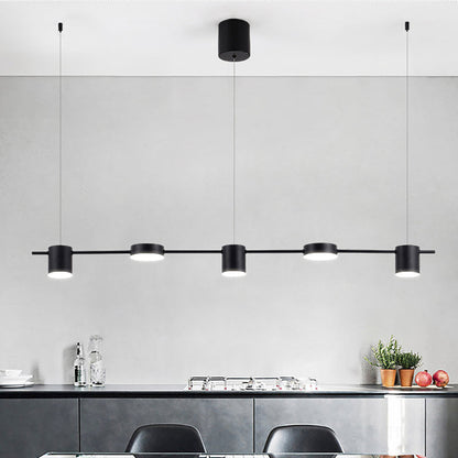 Linear Multi-Light Ceiling Fixture with Adjustable Drop – Aluminum Spotlight Bar in Matte & Metallic Two-Tone – LED Task Lighting for Island