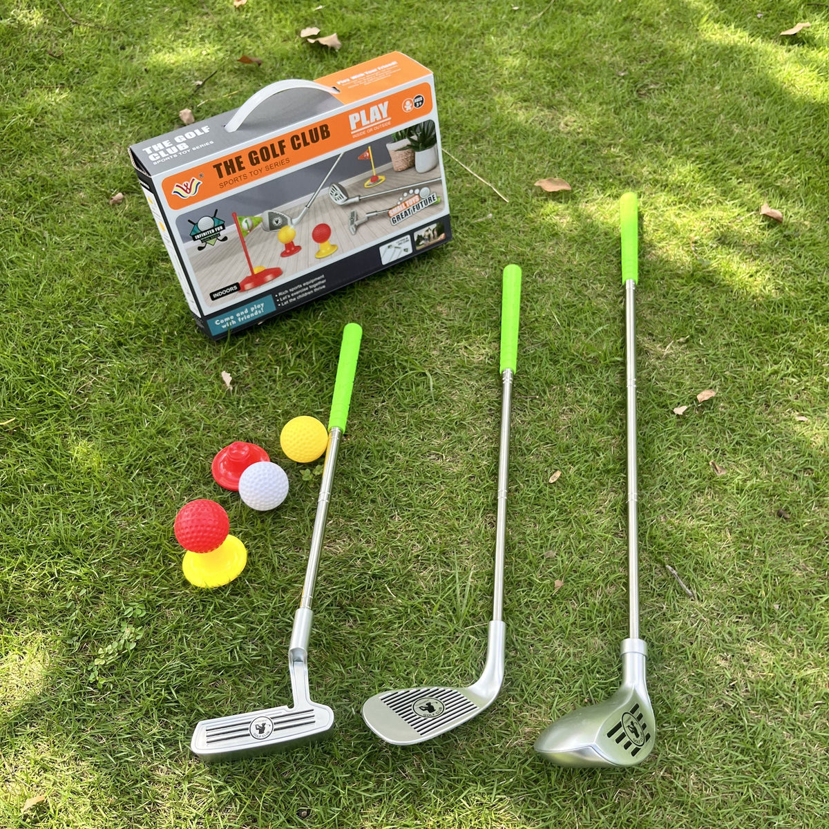 Junior Golf Training Set with Height-Adjustable Clubs for Backyard and Living Room Play Ages 3-8