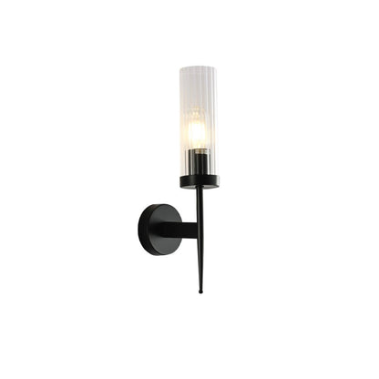 Textured Glass Wall Sconce with Steel Frame - Dimmable E27 Socket - 16 inch Height - Modern Art Deco Fixture for Hallways Bedrooms Living Sp