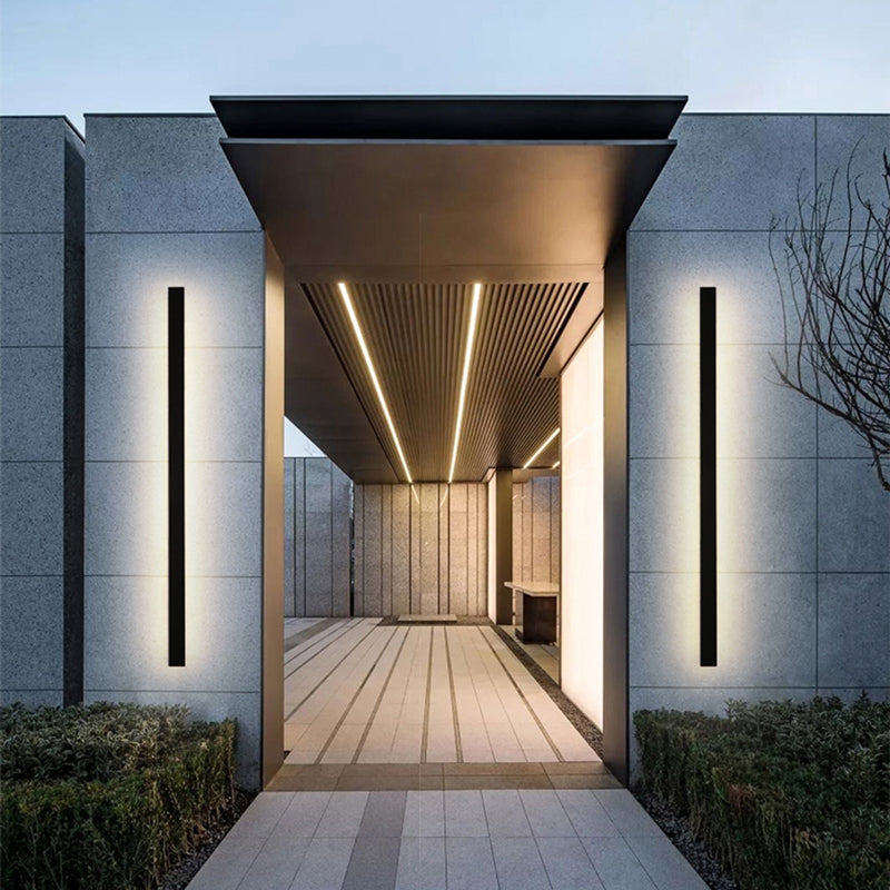 Outdoor LED Wall Light Waterproof Linear Modern Metal Sconce for Porch Garden Patio Courtyard Minimalist Exterior Lighting
