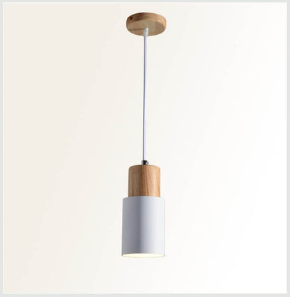 Industrial Metal & Wood Pendant Light – Single Bulb Hanging Fixture for Kitchen Island, Dining Room & Entryway – Adjustable Cord Ceiling