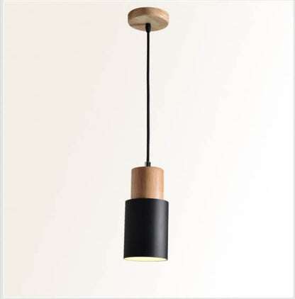 Industrial Metal & Wood Pendant Light – Single Bulb Hanging Fixture for Kitchen Island, Dining Room & Entryway – Adjustable Cord Ceiling