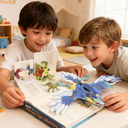 Interactive 3D Pop-Up Dinosaur Book for Kids Educational Prehistoric Adventure Story Time