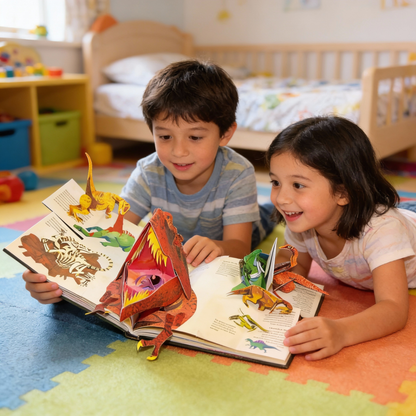 Interactive 3D Pop-Up Dinosaur Book for Kids Educational Prehistoric Adventure Story Time