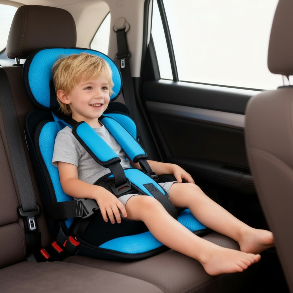 Compact Travel Booster Seat for Kids with 5-Point Safety Harness & Portable Folding Design for Car, Taxi & Plane | Perfect for Toddlers &