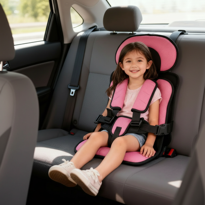 Compact Travel Booster Seat for Kids with 5-Point Safety Harness & Portable Folding Design for Car, Taxi & Plane | Perfect for Toddlers &
