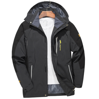 Men's Windproof Rain Shell Jacket with Removable Hood for Hiking, Camping & Outdoor Adventures – Waterproof Lightweight Expedition Coat
