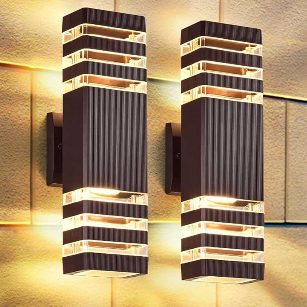Exterior Sconce with Dual-Beam Illumination – Weatherproof Cylindrical Fixture for Entryways, Patios & Gardens – E27 Socket, IP65 Rating, Bl