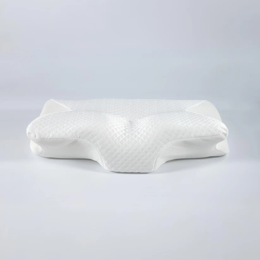 Contoured Memory Foam Sleep Pillow for Airway Support and Neck Alignment – Dual Height for Side and Back Sleepers, Breathable Mesh Cover