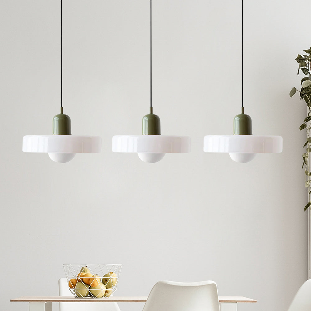 Glass Pendant Lamp 12 Inch Adjustable Height Ceiling Fixture for Bedrooms Nightstands Modern Minimalist Nordic Hanging Light E27 Socket for