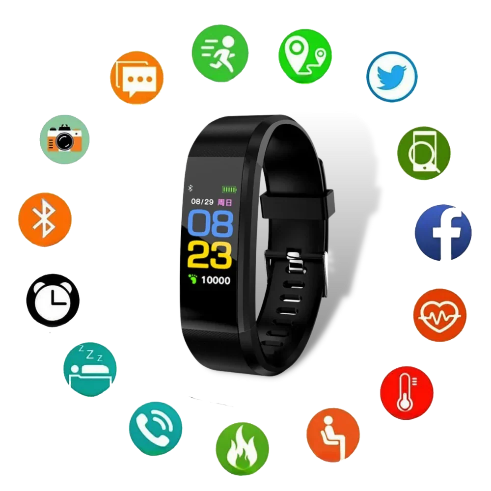 Reloj de seguimiento de salud con monitor de frecuencia cardíaca y presión arterial para adultos mayores | Pantalla LED de fácil lectura | Rastreador de ejercicios recargable por USB