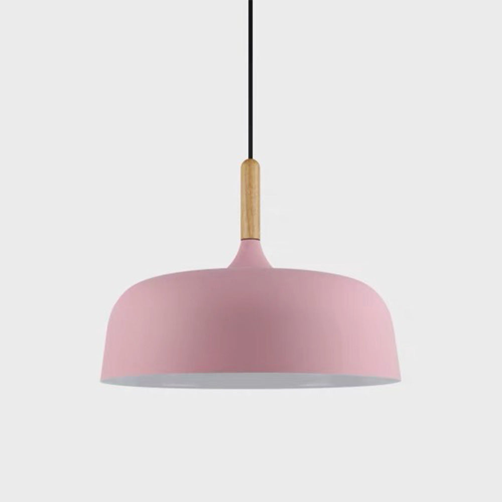 Hanging Ceiling Fixture Metal Wood 12.6 Inch Black Island Dining Kitchen Minimalist Modern Japandi Style Overhead Drop Lamp E27 Socket