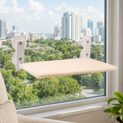 Ortekor Foldable Cat Window Hammock for Apartments - No-Drill Suction Perch for Sunny Naps Without Taking Up Floor Space