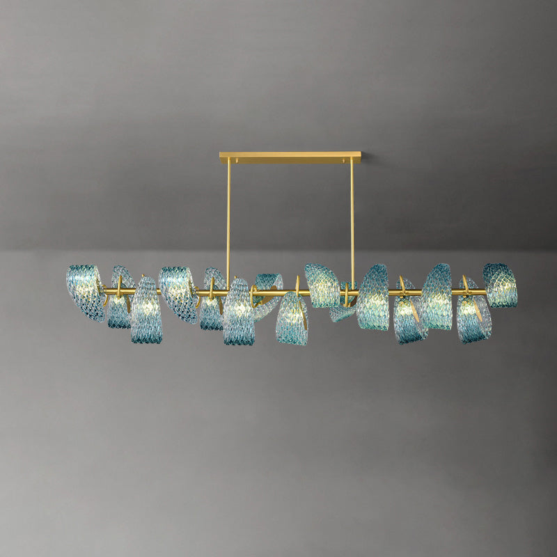 19-Light Glass Ceiling Fixture with Peacock Art Design for Dining Rooms & Large Spaces